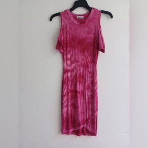 Pink Tie Dye sleeve cut out bodycon sweater dress, Small